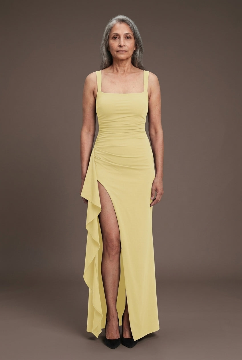 Elegant Open-Back Maxi Dress for Women, Flowing Lightweight Long-Sleeve, for Weddings, Evening & Special Occasions