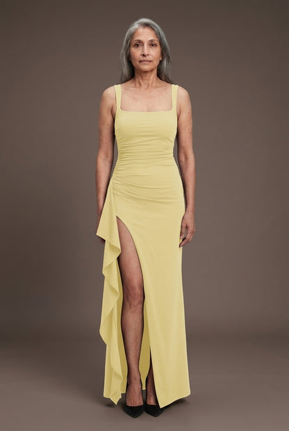 Elegant Open-Back Maxi Dress for Women, Flowing Lightweight Long-Sleeve, for Weddings, Evening & Special Occasions