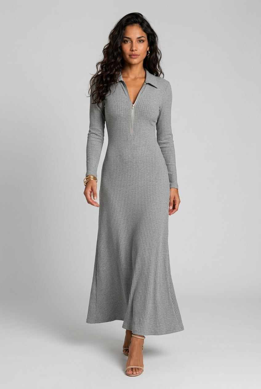 Utia | Knit Zip Maxi Dress