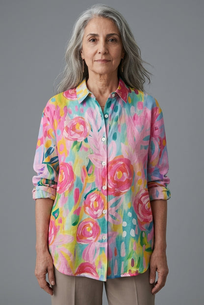 Yseult Mariel | Floral Button-Down Blouse
