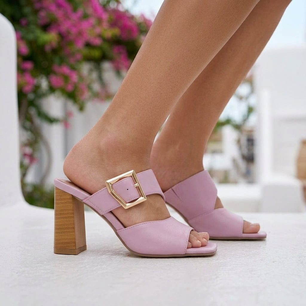 Marguerite | Buckle Crossover Slide Heels