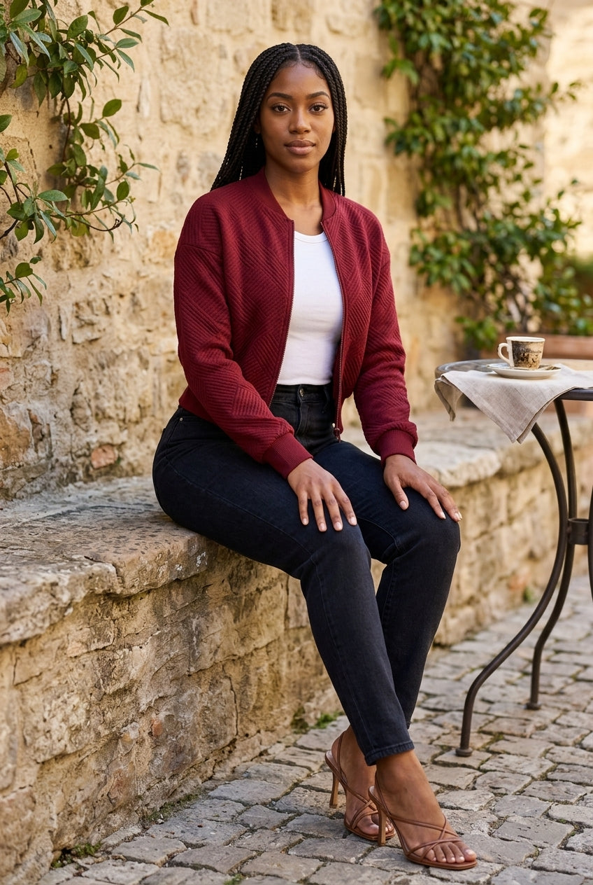 Viva | Diamond-Quilted Cropped Bomber