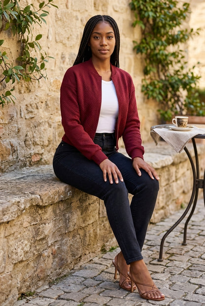 Viva | Diamond-Quilted Cropped Bomber