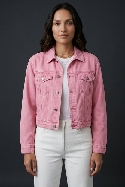 Suvi | Women's Cropped Long Sleeve Button Front Collared Jacket
