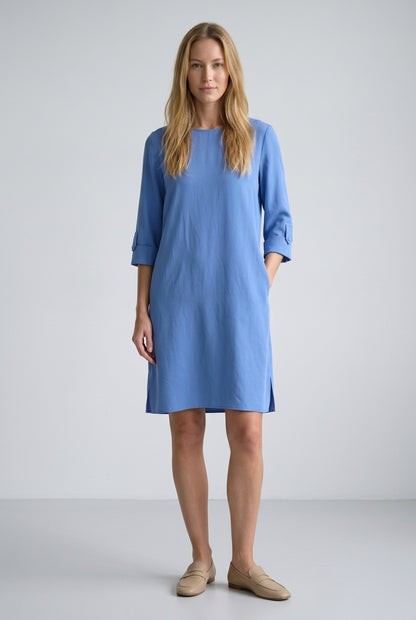 Comfortable Round Neck Dress for Women, Soft Lightweight Relaxed Fit Mid-Sleeve, for Casual, Office, Everyday & Weekend 