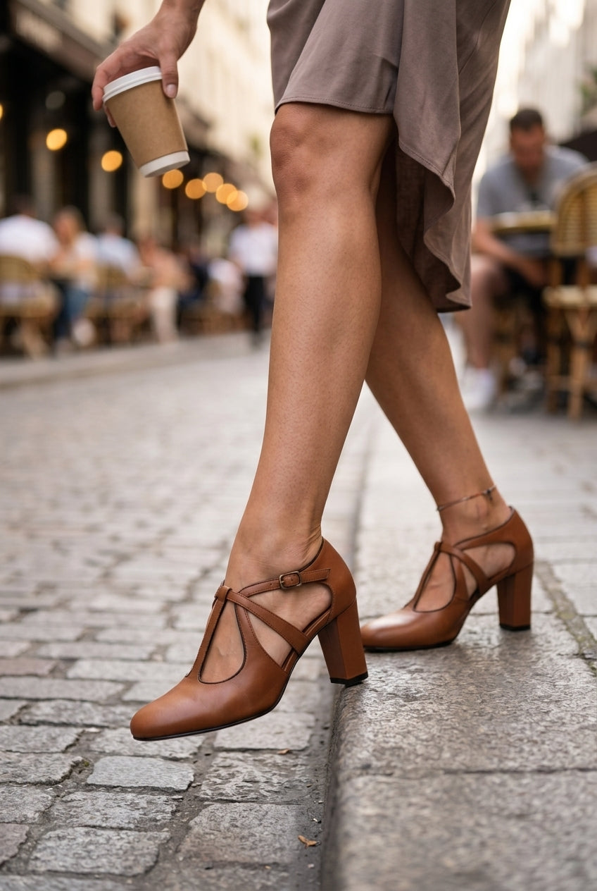 Elegant Comfort Strap Heels for Women, Block Heel with Secure Strap & Shock-Absorbing Sole, for Work, Casual, Dressy & E