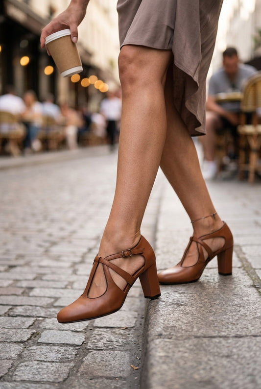 Elegant Comfort Strap Heels for Women, Block Heel with Secure Strap & Shock-Absorbing Sole, for Work, Casual, Dressy & E