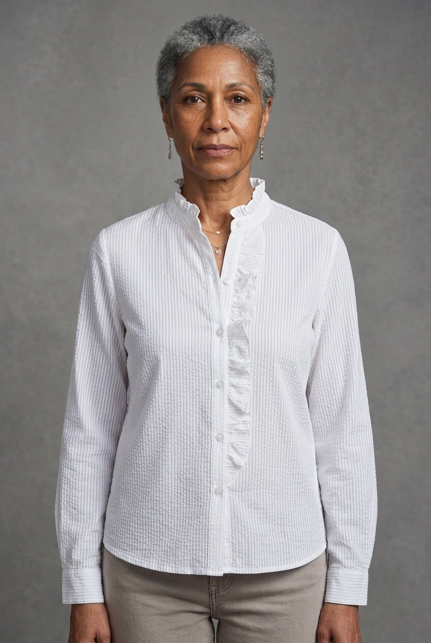 Floriane | Ruffle Trim Button Blouse
