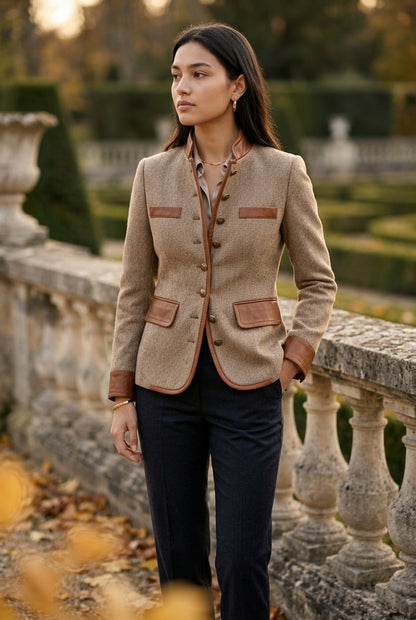 Brisa | Herringbone Tweed Button Blazer