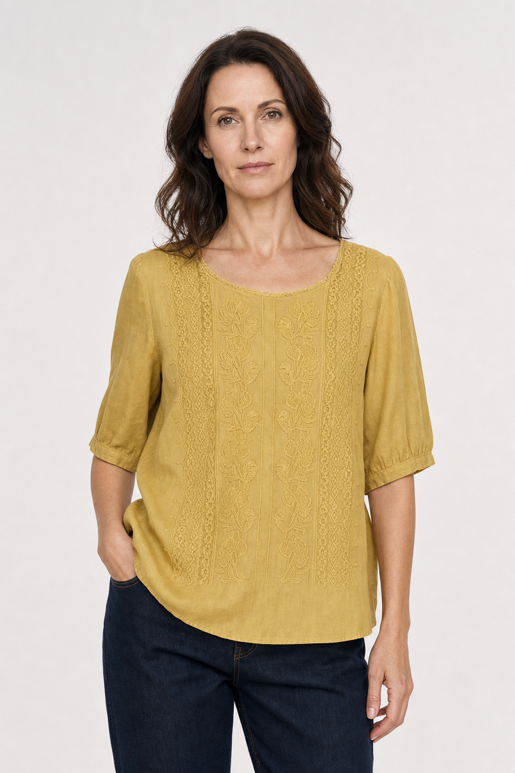 Mila | Women's Cotton Embroidered 3/4 Sleeve Blouse