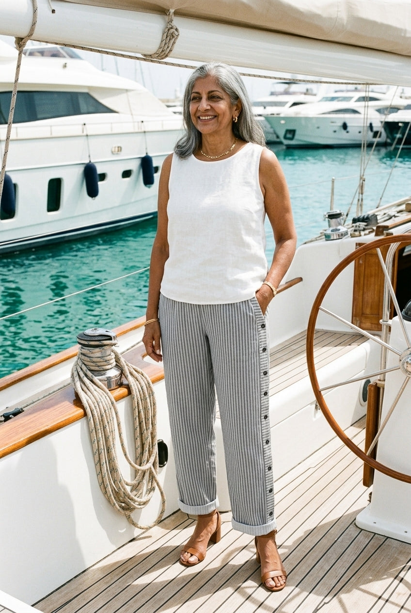 Vada Madeleine | Striped Wide Leg Pants