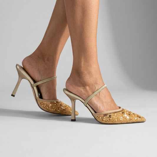 Rita | Rhinestone Slingback Stiletto Pumps