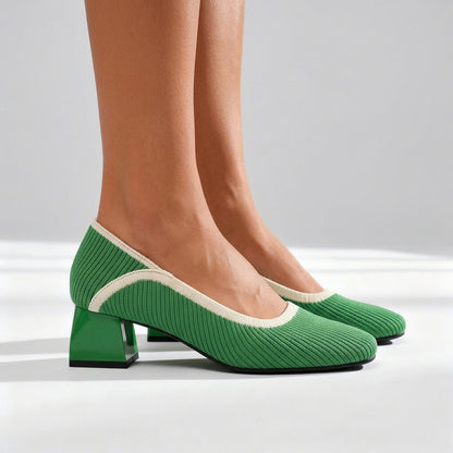 Solange | Woven Block Heel Pumps