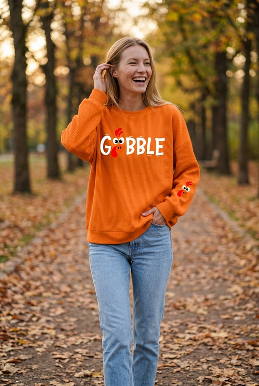 Cozy Thanksgiving Sweatshirt for Women, Soft Relaxed-Fit Graphic Print, for Fall, Holiday Gatherings & Casual Lounging