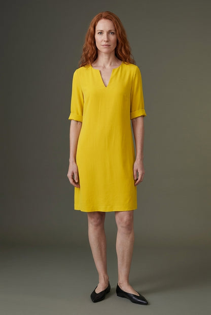 Elegant A-Line Dress for Women, V-Neck Mid-Sleeve Silk-Chiffon Blend, for Work, Casual, Special Occasions & Everyday Wea