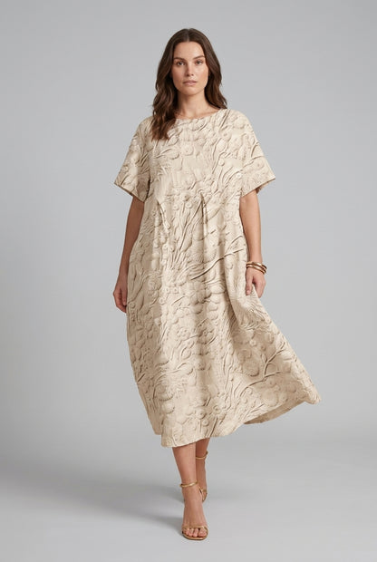 Elegant Loose Dress for Women, Round Neck Flowing Silhouette, for Casual, Social Gatherings & Everyday Wear