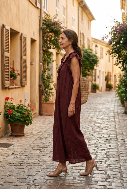 Elegant Ruffle Sleeveless Dress for Women, Soft Relaxed Fit Sleeveless with Ruffles, for Brunch, Holiday, Garden Party &