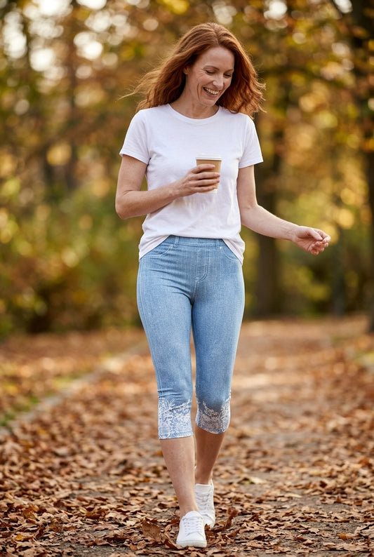 Lace Floral Print Casual Leggings