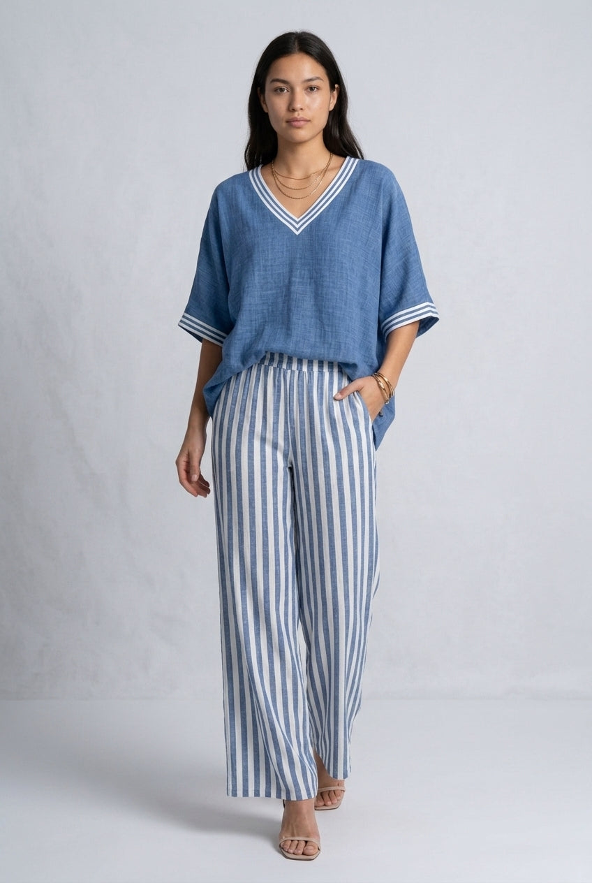 Mirren | Striped V-Neck Coordinated Set