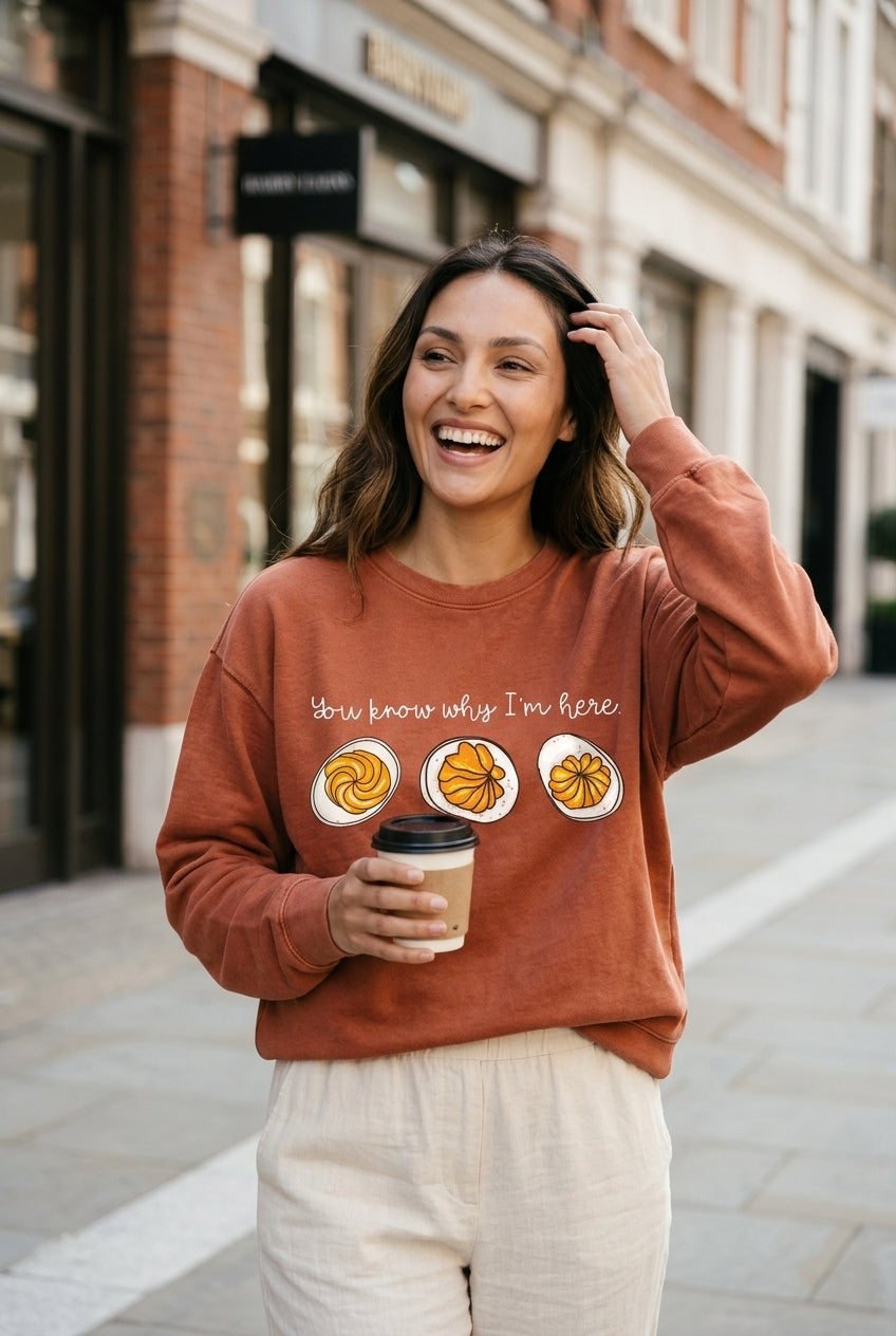 Playful Graphic Sweatshirt for Women, Soft Relaxed-Fit Long-Sleeve Crew Neck, for Thanksgiving, Fall & Casual Wear