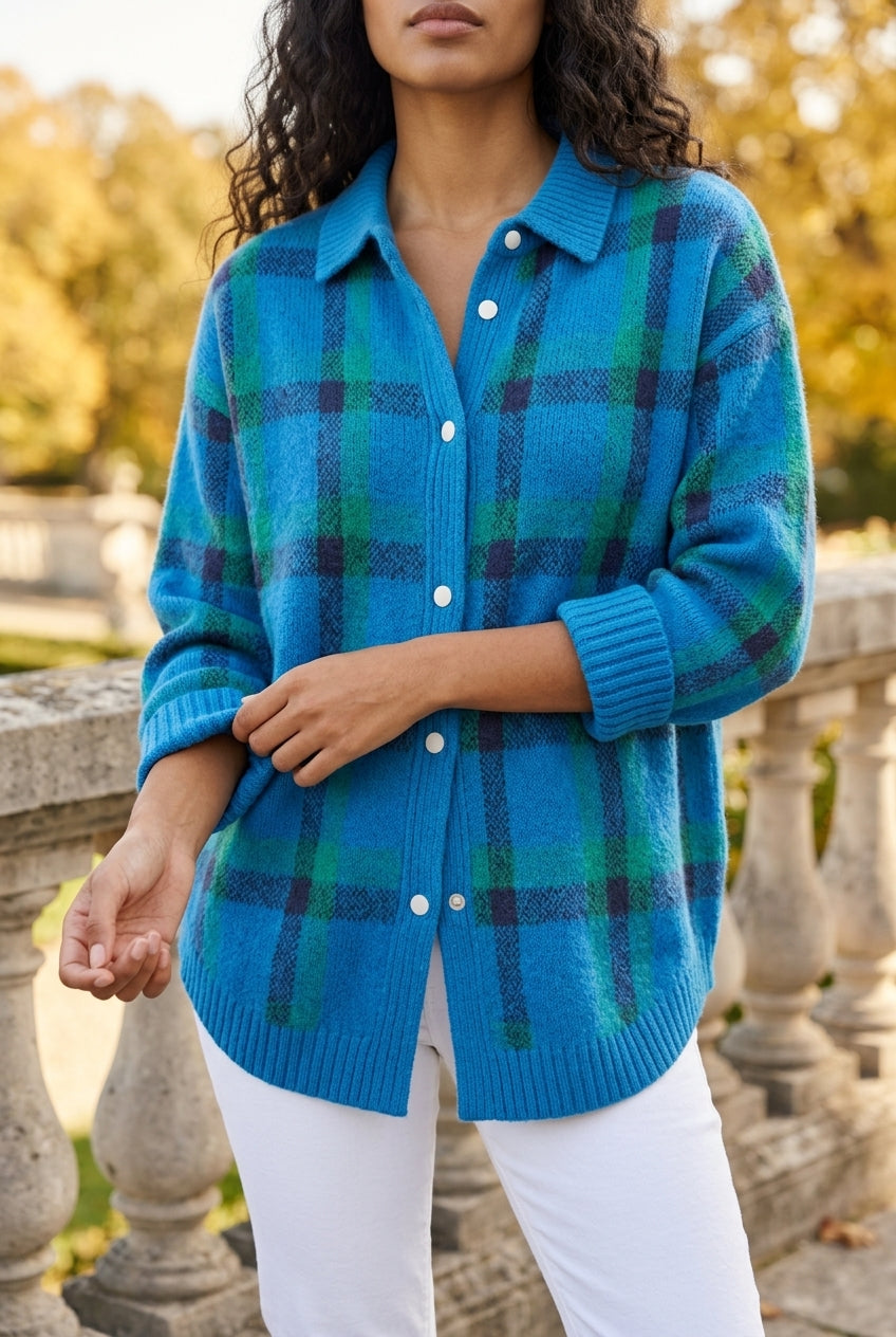 Kata | Oversized Plaid Knit Cardigan