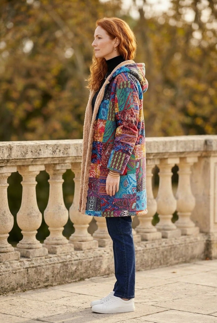 Anni | Fleece-Lined Patchwork Hooded Jacket