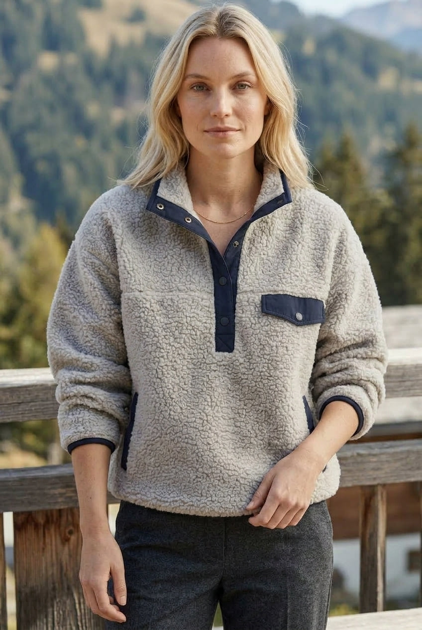 Wavia | Funnel Neck Half-Zip Sweatshirt