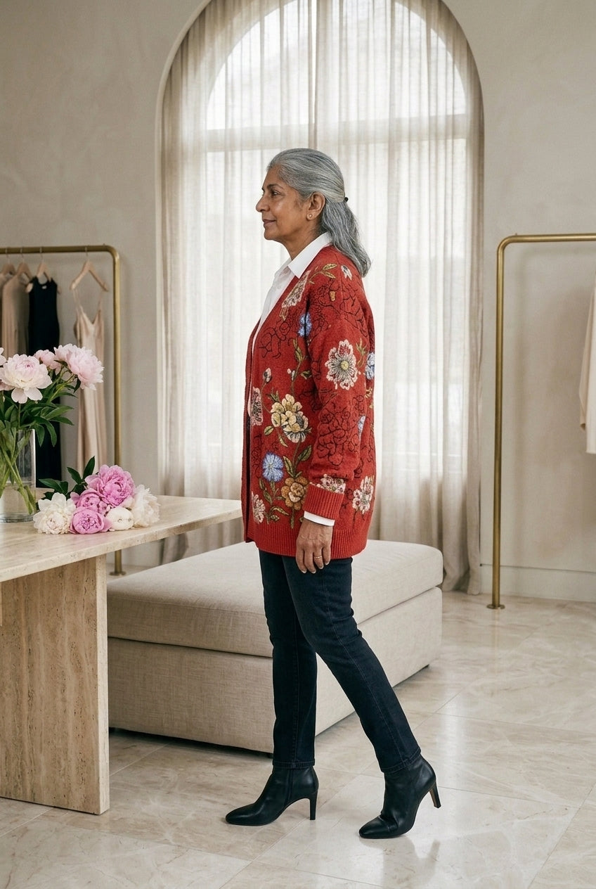 Kefira Zosia | Floral Quilted Button-Down Cardigan