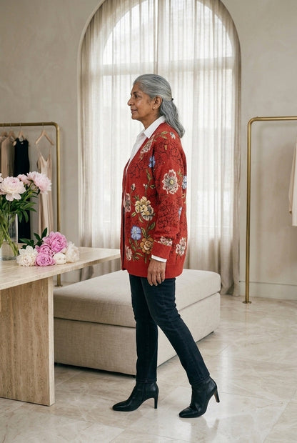 Kefira Zosia | Floral Quilted Button-Down Cardigan