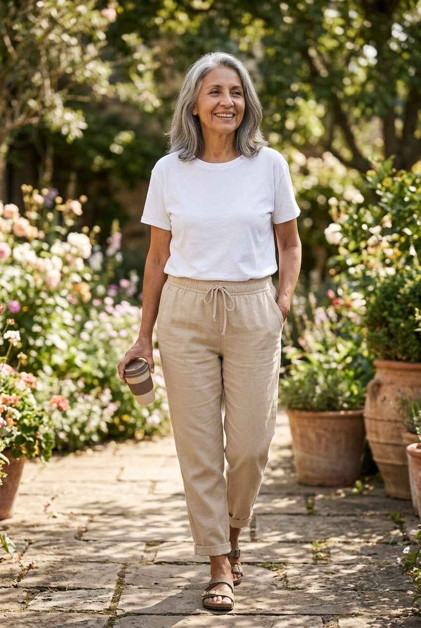 Relaxed Breathable Stretch Pants for Women, Lightweight Flexible Trousers for Work, Casual, Travel & Everyday Wear