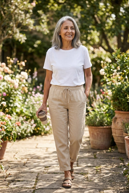 Relaxed Breathable Stretch Pants for Women, Lightweight Flexible Trousers for Work, Casual, Travel & Everyday Wear
