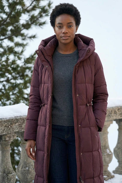 Elina | Hooded Knee-Length Down Puffer Jacket