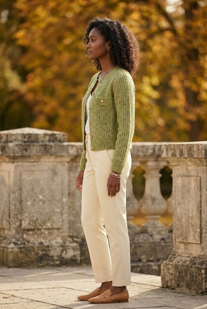 Divya | Cropped Crew Neck Cardigan