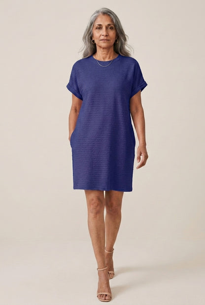 Cosette Tamsyn | Textured Crew Neck Mini Dress