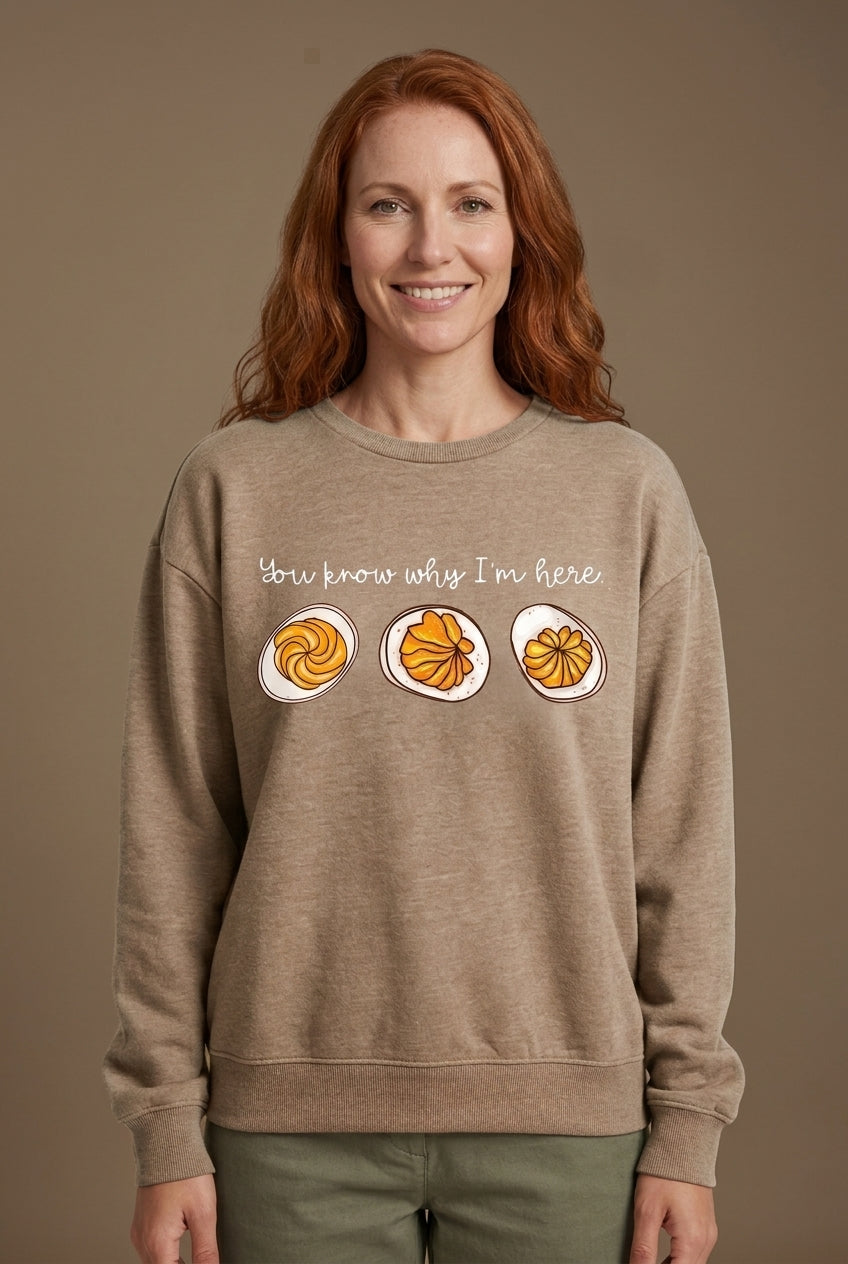 Playful Graphic Sweatshirt for Women, Soft Relaxed-Fit Long-Sleeve Crew Neck, for Thanksgiving, Fall & Casual Wear