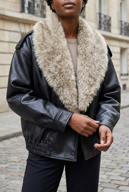 Gunilla | Faux Leather Double-Breasted Coat