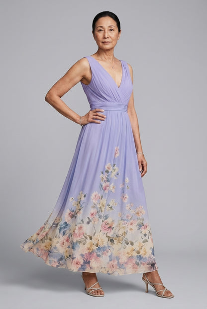 Elegant Sleeveless Floral Dress for Women, Lightweight A-Line with Feminine Fit, for Brunch, Vacation, Everyday & Date N