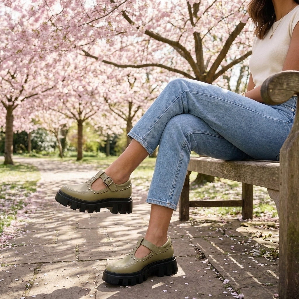 Estelle Celestine | Studded Leather Buckle Loafers