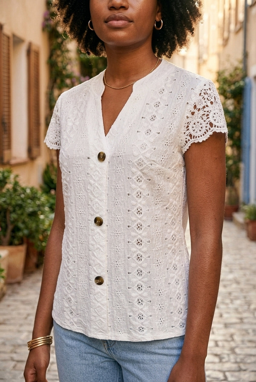 Sylvie | V-Neck Lace Shirt