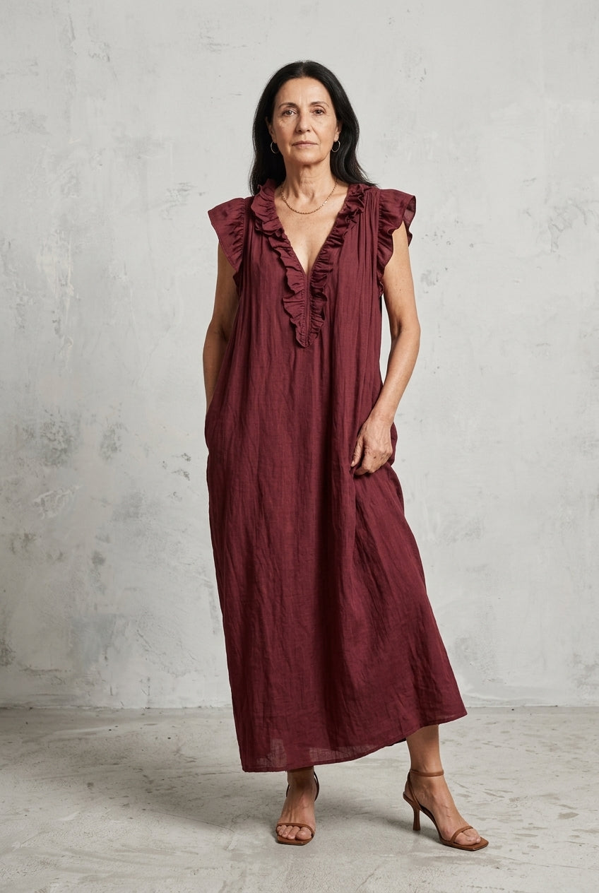 Elegant Ruffle Sleeveless Dress for Women, Soft Relaxed Fit Sleeveless with Ruffles, for Brunch, Holiday, Garden Party &