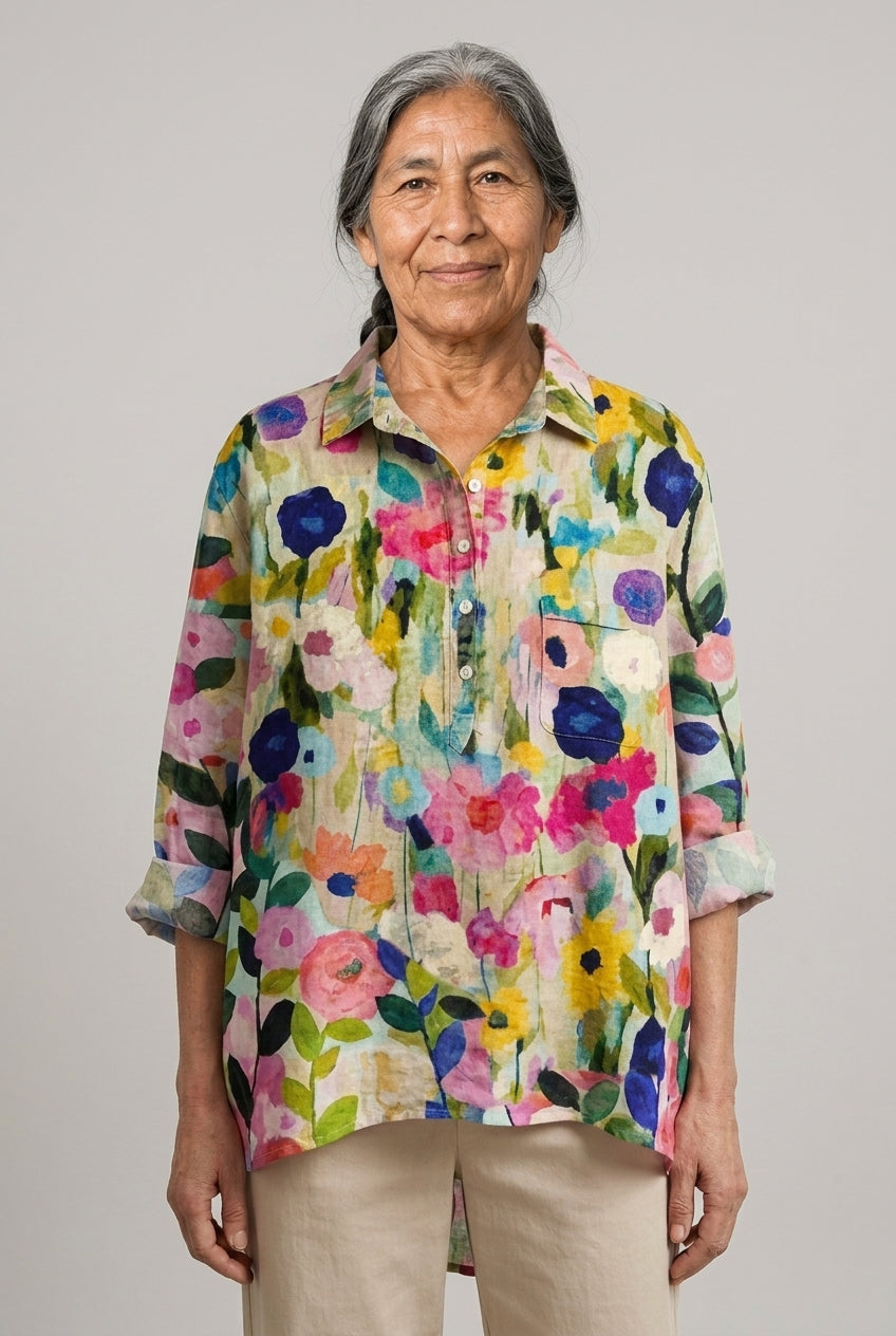 Gwyneth Helena | Floral Oversized Collar Blouse