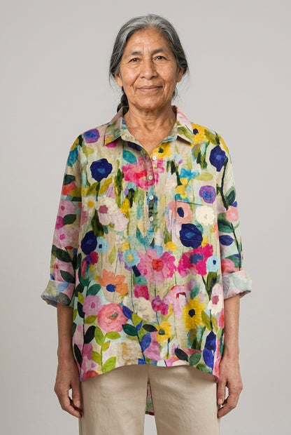 Gwyneth Helena | Floral Oversized Collar Blouse