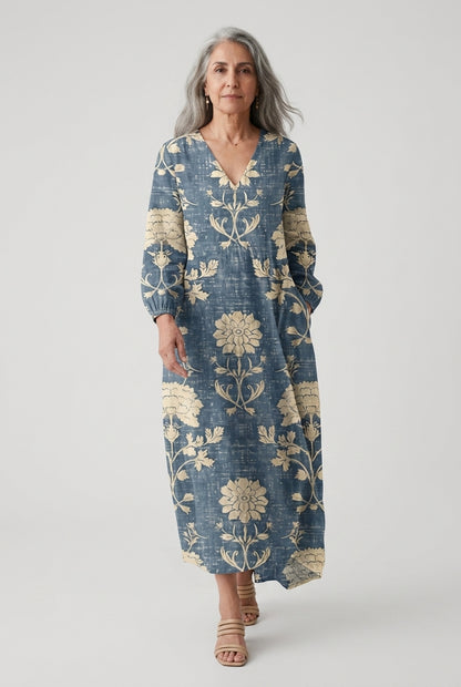 Everyday V-Neck Comfort Dress for Women, Relaxed Fit Breathable with Side Pockets, for Work, Casual & All-Day Wear