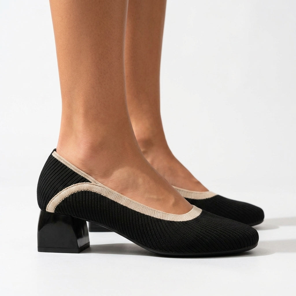 Solange | Woven Block Heel Pumps
