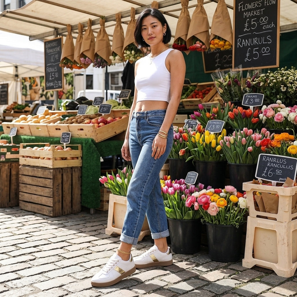 Emmeline Flora | Textured Low-Top Sneakers
