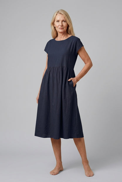 Elegant Round Neck Dress for Women, Tailored Soft Comfortable Fit, for Work, Casual, Evening & Everyday Wear
