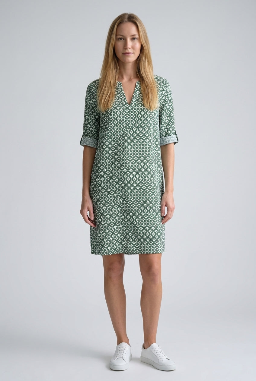 Vintage Split-Neck Summer Dress for Women, Relaxed Flowy Lightweight Breathable, for Casual, Garden Party, Evening & Eve