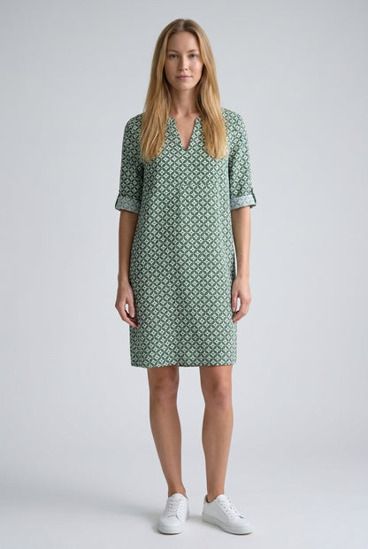 Vintage Split-Neck Summer Dress for Women, Relaxed Flowy Lightweight Breathable, for Casual, Garden Party, Evening & Eve