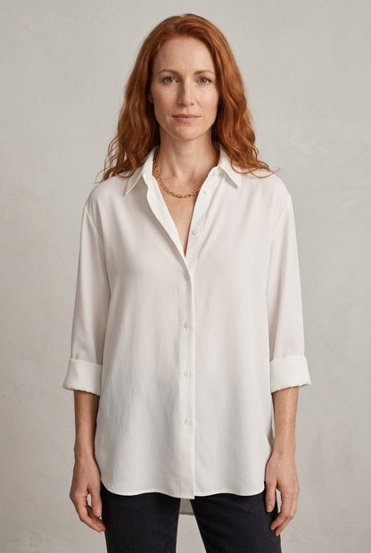 Casual Lapel Long Sleeve White Blouse