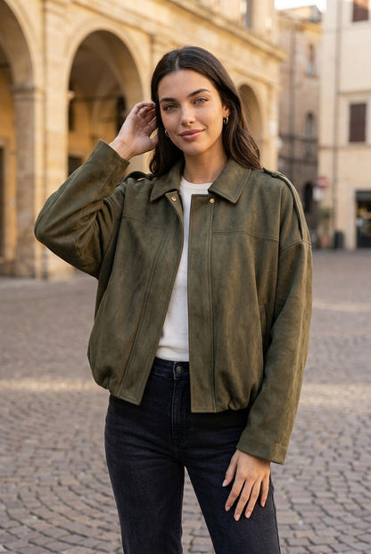 Tea | Cropped Bomber Jacket